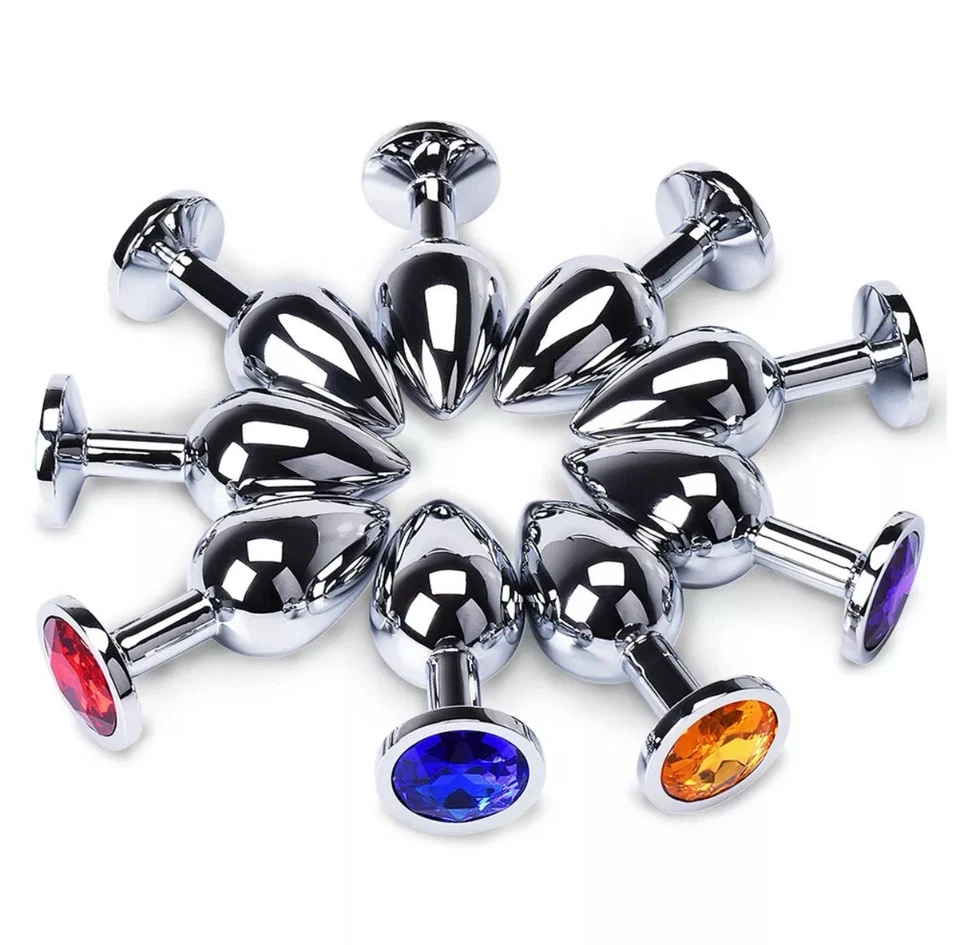 Juguete anal tapón trasero colorido joya metal inoxidable S/M/L para mujeres hombres parejas Foto 4 de 4