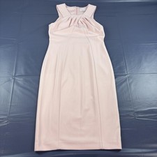 Calvin Klein Dress Womens 8 Pink Sleeveless Pleated Sheath Pencil Knee Length