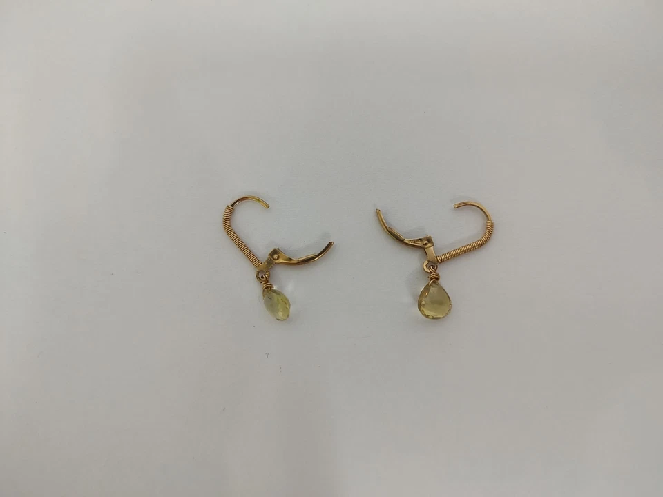 14 Karat Gold Lemon Topaz Leverback Earrings - Image 4 of 4