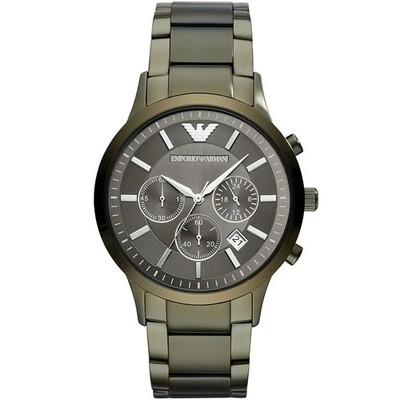 Emporio Armani AR11117 Renato Herren Khaki Grün Edelstahl Chrono Uhr + Geschenktüte