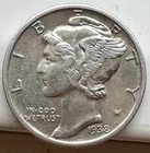 1938-S MERCURY DIME BU UNC FULL SPLIT BANDS GREAT DETAIL VERY HIGH  GRADE COIN