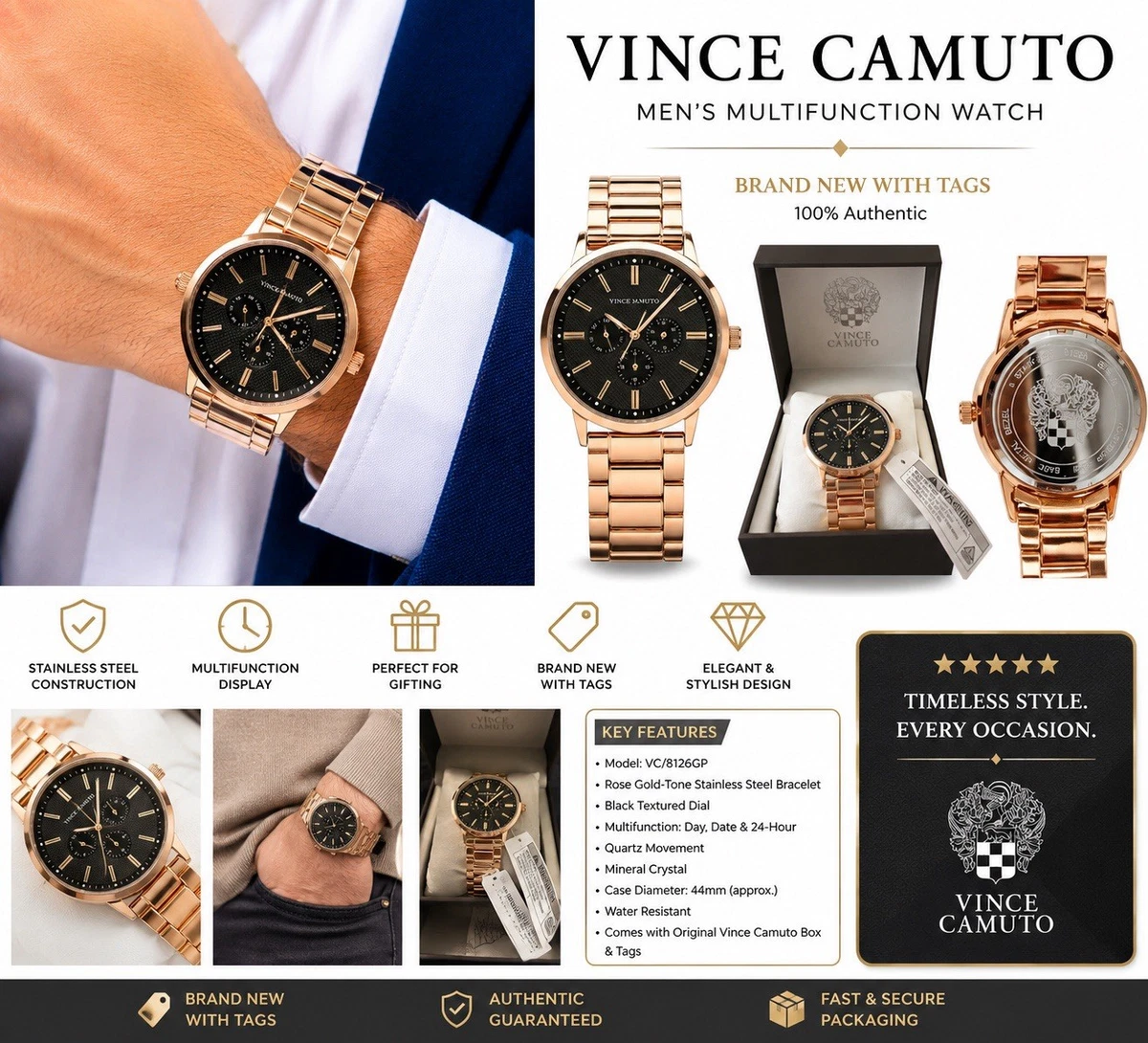 Vince Camuto Rose Gold Case Wristwatches for sale | eBay