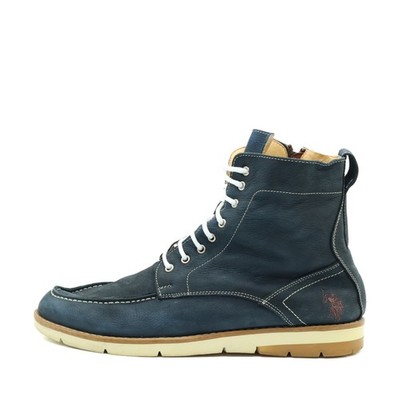 POLO RALPH LAUREN Herren Lederstiefel Boots Blau Leder High-Top Stiefel EU 43