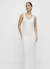 Ovruns Elegant White Sequin Wedding Prom Cocktail Party Dress Size M New 6