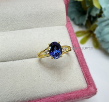 Blue Sapphire Ring, Cluster Ring, September Birthstone, Lab Created Sapphire