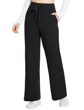 Womens Winter Pants Fleece Lined Wide Leg Sweatpants with Pockets Warm Yoga L...
