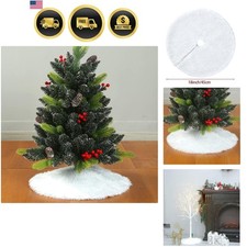 Small Christmas Tree Skirt 18in, Faux Fur White Xmas Small Tabletop Christmas...