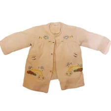 Vintage Baby Girl Pink Embroidered Dog Rainbow Clouds Cardigan Jacket