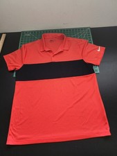 Nike Golf Mens L Polo Shirt Orange Color Block Standard Active Dri Fit