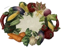 Kaldun & Bogle Vintage Ceramic Serving Bowl w/ Raised Vegetables Display Piece