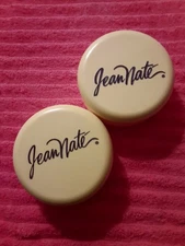 Vintage Jean Nate Perfumed Bath Powder Yellow Signed With Puff Box & Extra 