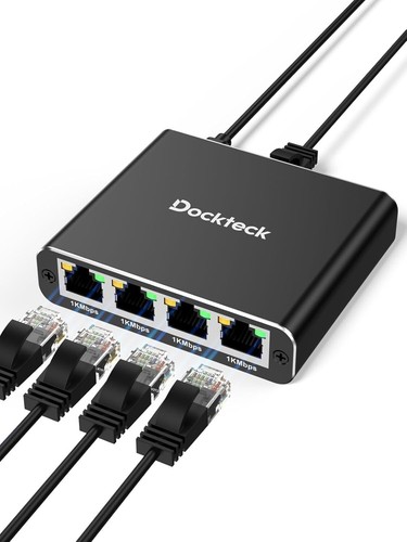 Ethernet Splitter 1 bis 4 1000Mbps, Dockteck Internet Kabel Splitter 1 in 4 Out