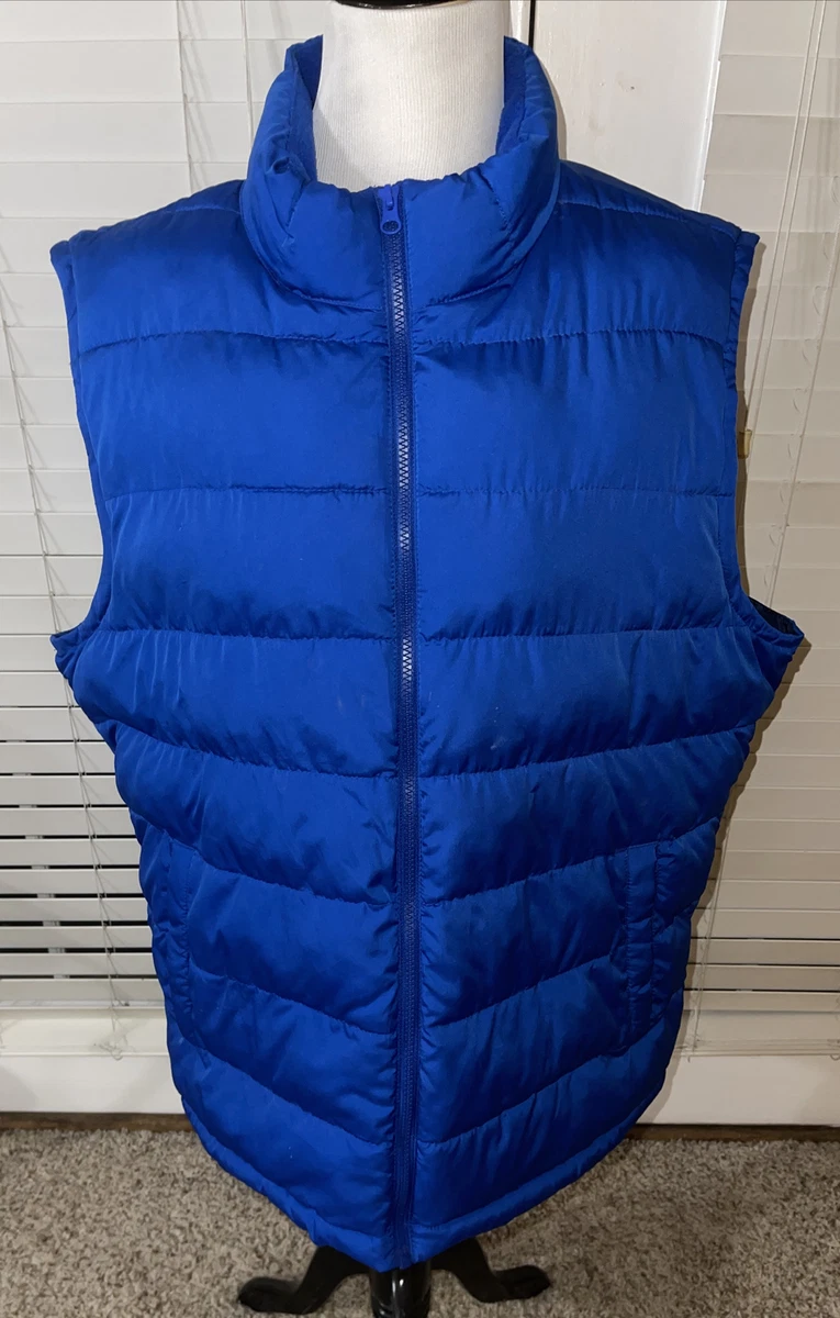 Gap Men s Admiral Blue Puffer Vest XL Full Zip Front 2 Pocket Snap Button eBay