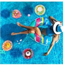 Inflatable Drink Can Holders Beer Cup Pool Coasters Beach Water Float Party 4pcs