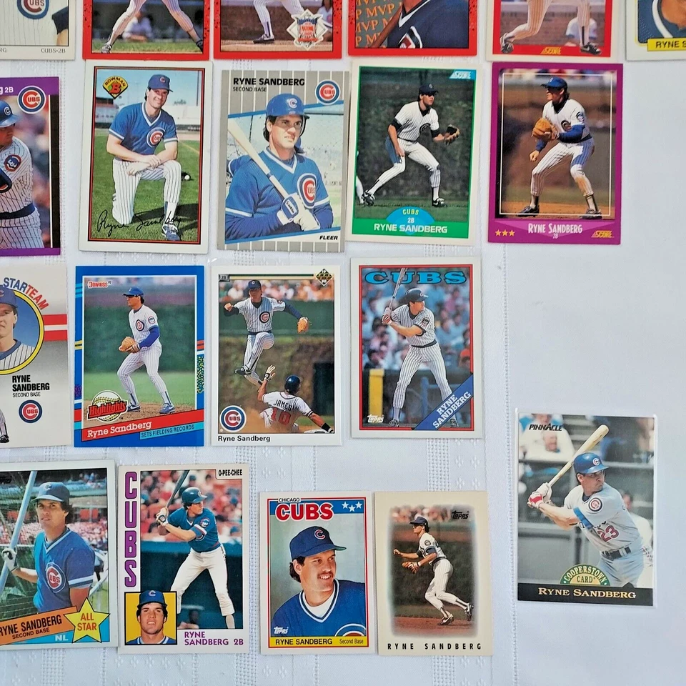 Tarjeta de béisbol RYNE SANDBERG RARA lote (66) 1984-2012 Cooperstown, O-Pee-Chee, CUBS Foto 2 de 4