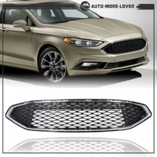 For 2017-2018 Ford Fusion Black&Chrome Front Bumper Grille Honeycomb Mesh Grill