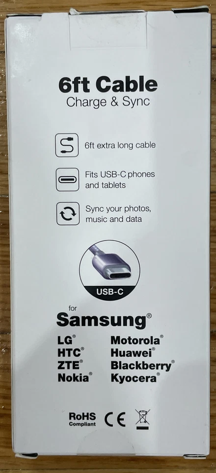 JUST Wireless USB Type-C 6ft Cable Charge & Sync Cord Purple - Image 3 of 3