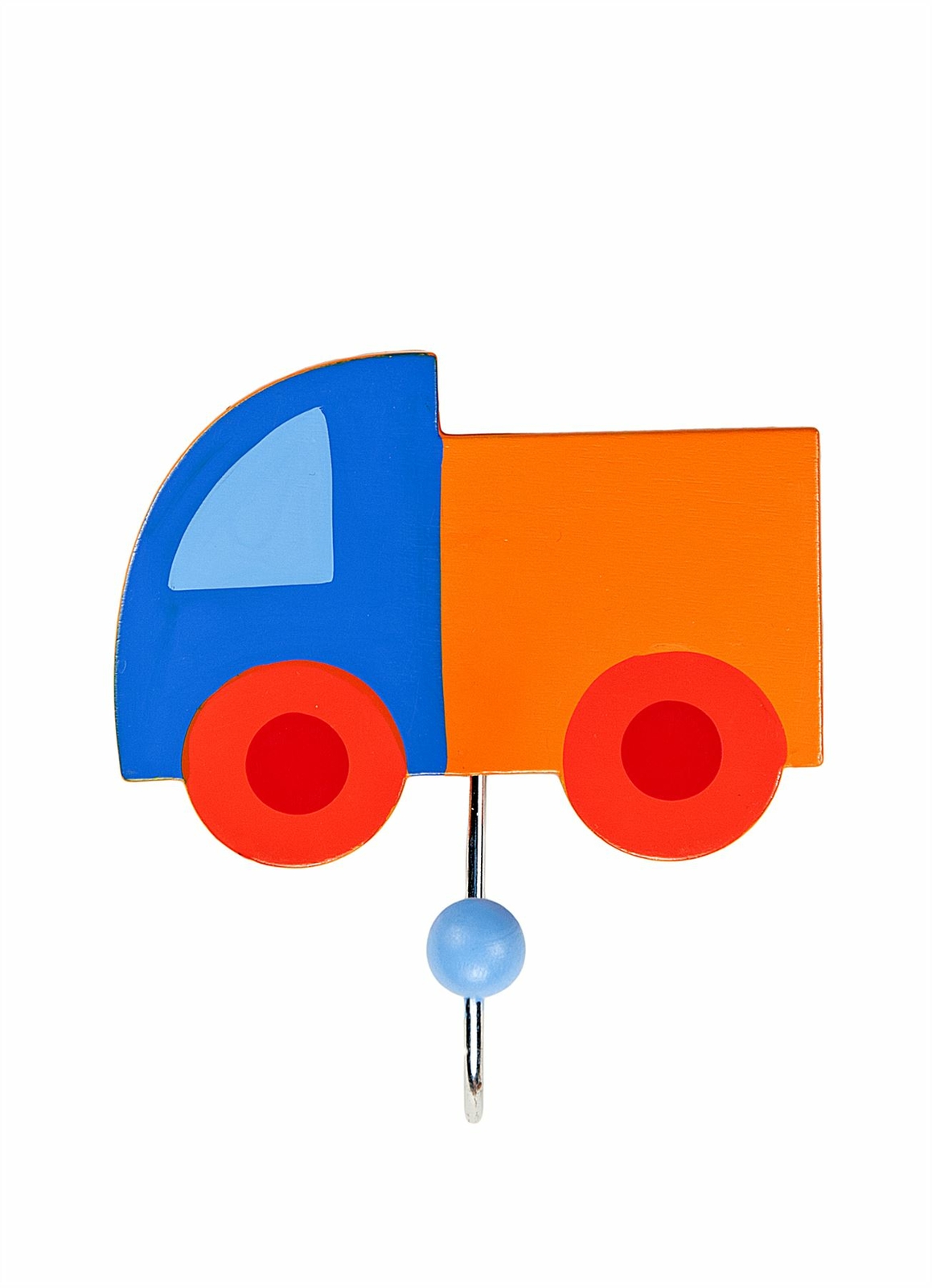 Mousehouse Blue & Orange Wooden Lorry Single Coat Hook for Boys Nursery Bedroom