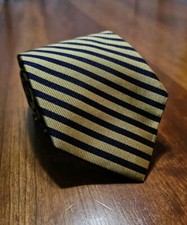 Brooks Brothers 346 Gold & Blue Striped Silk Tie Made in USA NWT