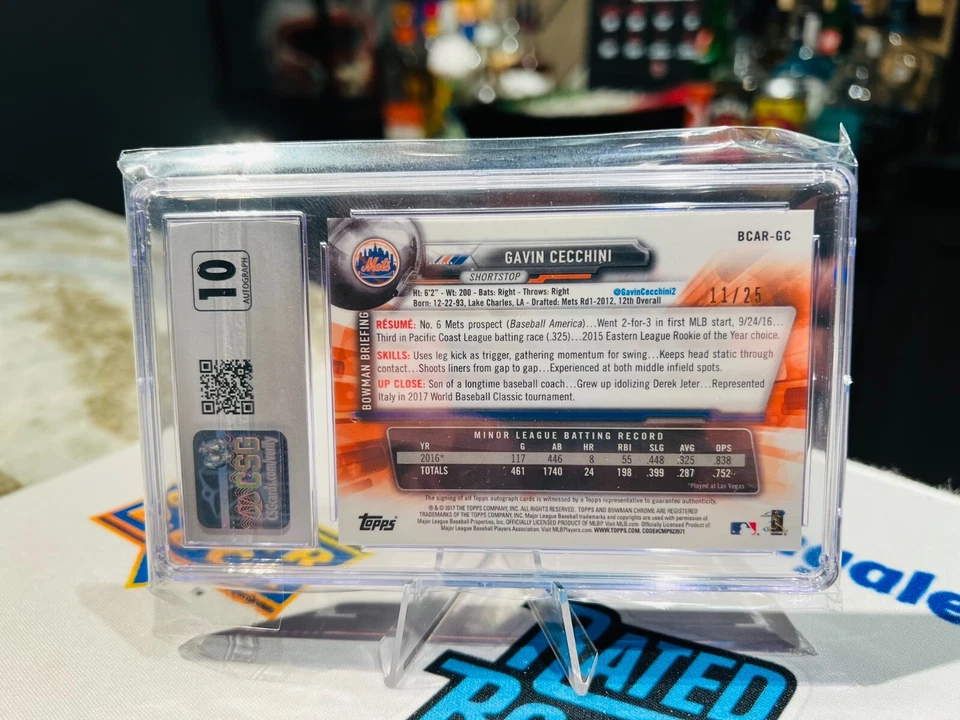 CSG 10 2017 Bowman Chrome Rookie Autographs #BCAR-GC Gavin Cecchini /25 (RC) - Image 2 of 2