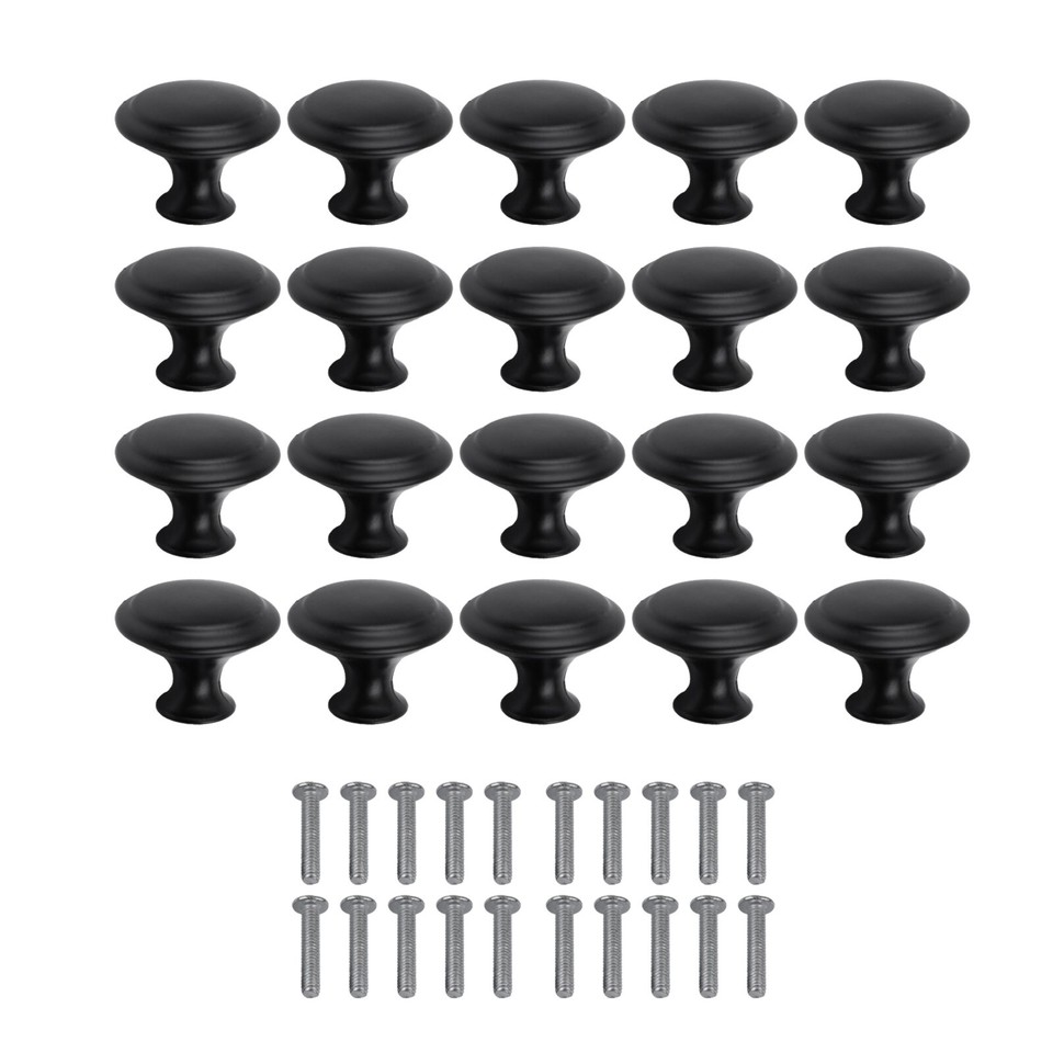 20x Black Handles Door Knobs for Bathroom Kitchen Cupboard