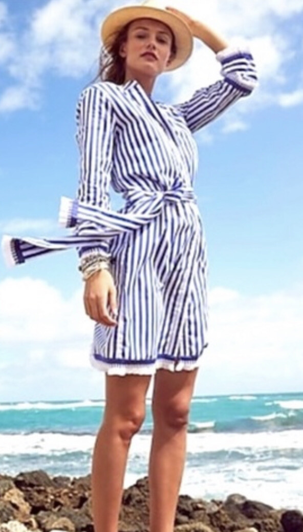 blue and white striped dress j crew J. Crew blue and white striped dress size XS