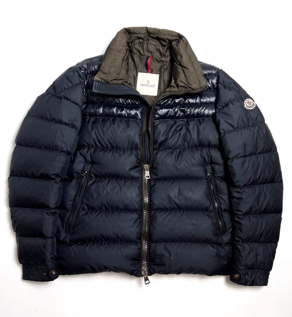 Auth Men's MONCLER Dinant Maya Blue Down Puffer Logo Bomber Jacket