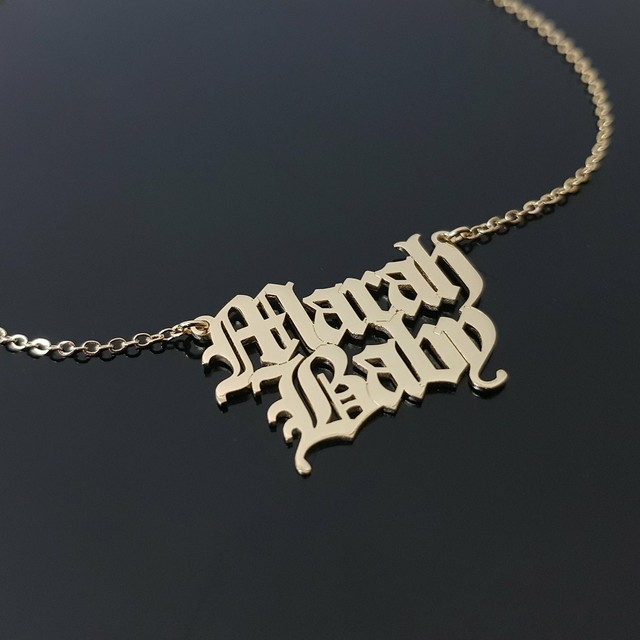 Personalized Old English Font Double Names Necklace Custom Jewelry Gift