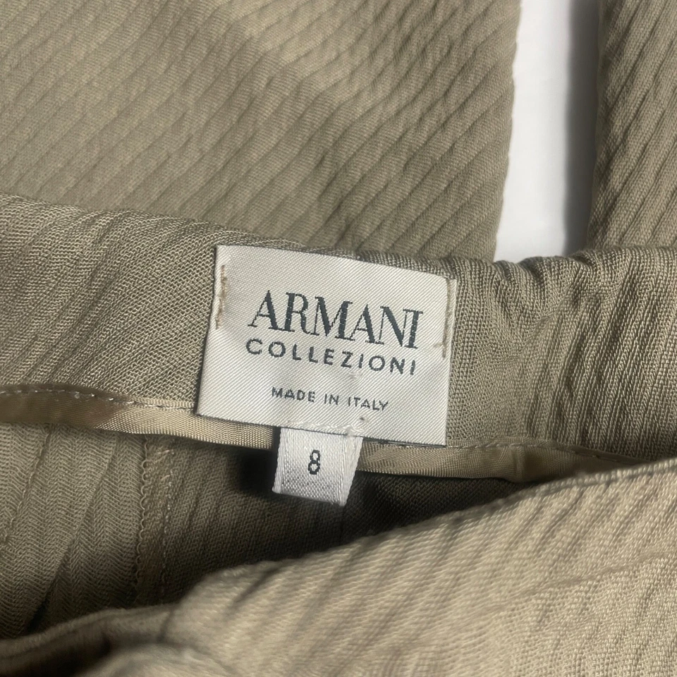 Armani Collezioni Mujer 8 Gris Cremallera Recta Pierna Ancha Lana Viscosa Foto 2 de 4