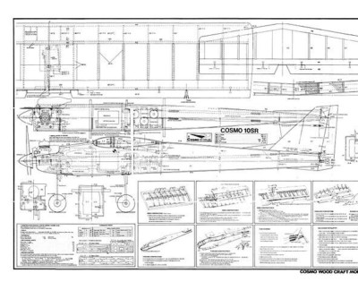 Cosmo 10SR Sport Trainer 42'' Wingspan RC Model Airplane Printed Plans &Templates