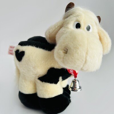 Vintage Sara Lee Kuh Plüsch mit Glocke Stofftier Teddybär Bauernhoftier Stier Kalb