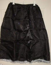 Women's Black Sheer Half Slip Glitter Dots Silver Trim Hem 25"-52" Sissy-XXL NEW