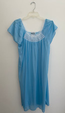 Vintage Village Fair Blue Cap Sleeve Lace Accent Nightgown Size Large
