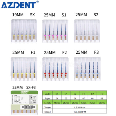 AZDENT Dental Endo Heat Activated Rotary Niti Files Engine Use 25mm /19mm SX-F3