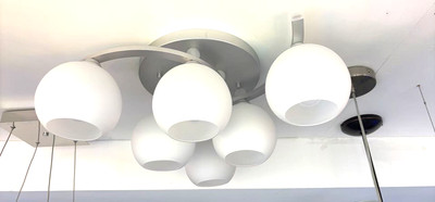 Modern Ceiling Light Fixture 24 inch Semi Flush Mount E26 x 6 Light Gray Finish
