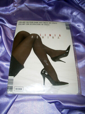 Linia Femina edle Strumpfhose mit Straß Applikation 42-44 schwarz 40 den OVP