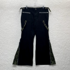 Vintage Tripp NYC Pants 16 18 34 35 Army Green Camo Stars Wide Mall Goth Rave