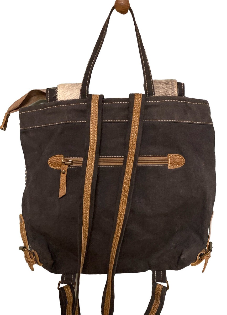Myra Straight Forward Backpack Bag Cowhide Leather Brown Gray Western Boho Amazon.com | Myra Bag Cowhide Backpack S-1169 | Casual Daypacks main image 3