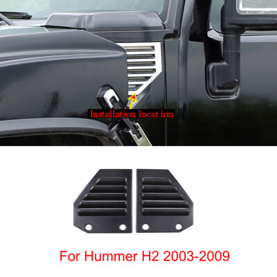 2PCS For Hummer H2 2003-2009 Matte Black Side Fender Vent Grill Frame Trim