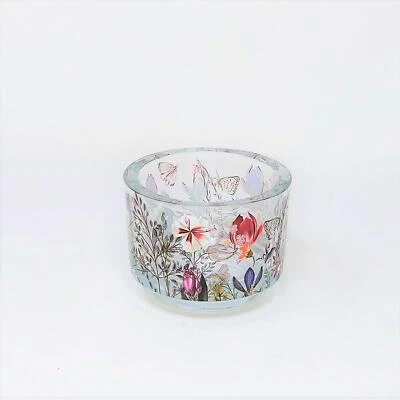 Teelichthalter, Windlicht BLUMENWIESE H. 7cm D. 9cm aus Glas Formano F25 - Bild 1 von 2