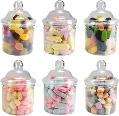 TRULY SWEET CANDY 250ml Round Plastic Sweet Jars Favour Wedding party Candy Cart Party YOU CHOOSE