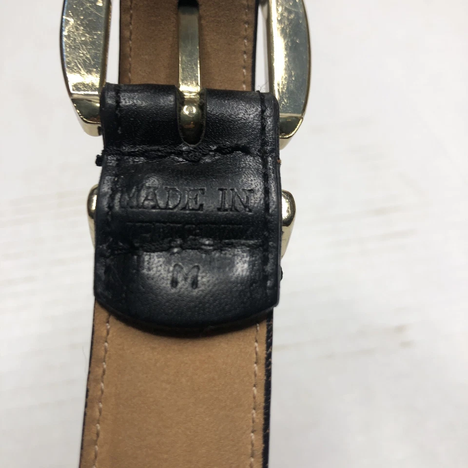 Cinturón Kenneth Cole New York de cuero negro para mujer talla LG hebilla de latón genuino Foto 4 de 4