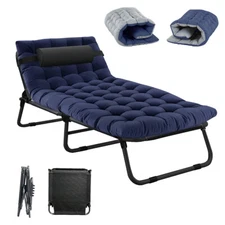 Folding Outdoor Chaise Lounge Chair Reclining Patio Chairs Sleeping Military Cot