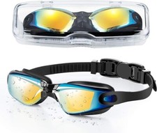 Portzon Swimming Goggles Anti Fog Swimming Goggles Clear No Leaking Black