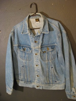 Vintage Lee Riders Denim Jacket Men Large Blue PATD 153438 Trucker Light Wash 46