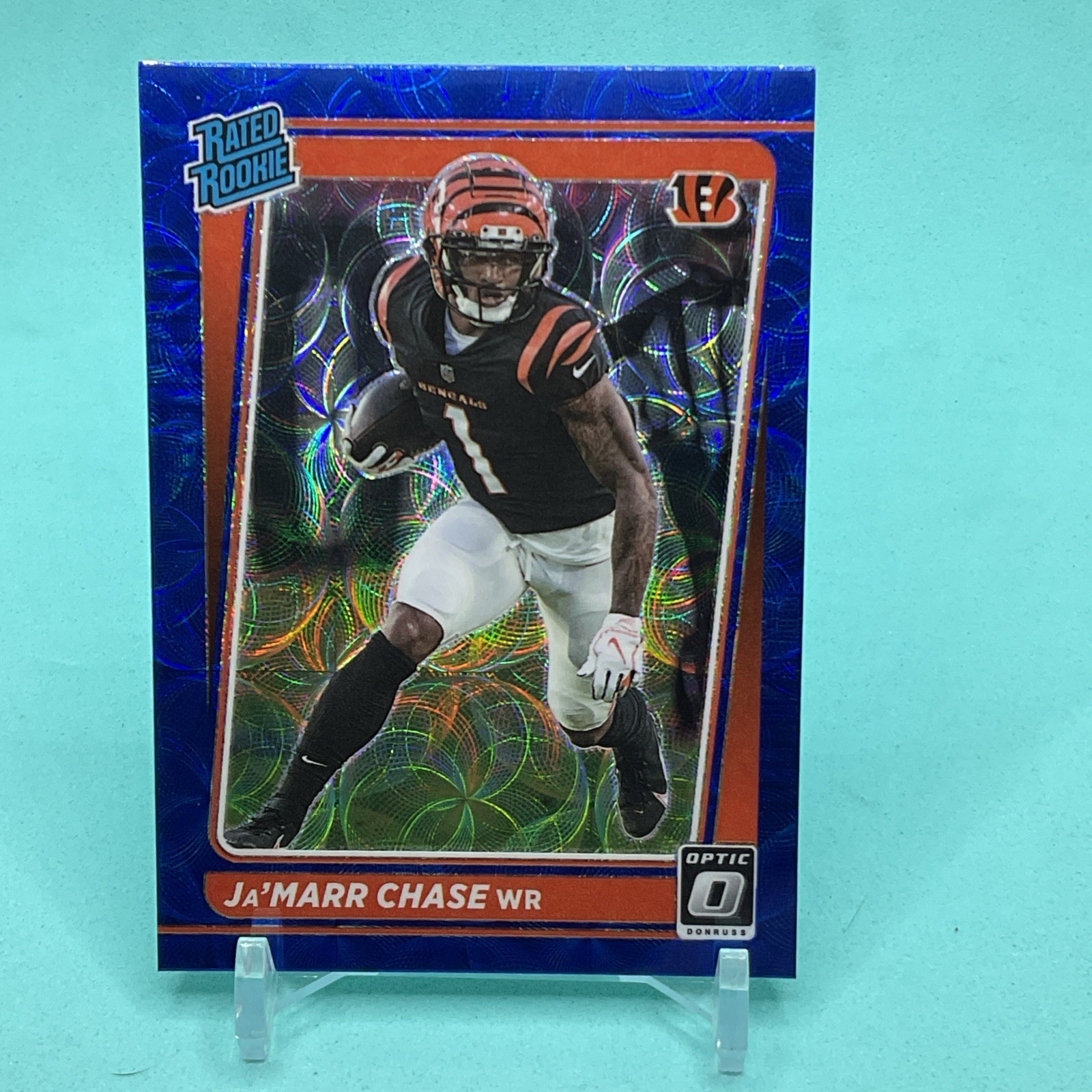 2021 Donruss Optic Jamarr Chase Blue Scope Prizm Rated Rookie RC #207 Bengals