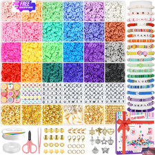 6800 Clay Beads Bracelet Making Kit 24 Colors Spacer Flat Beads for kids Jewelry
