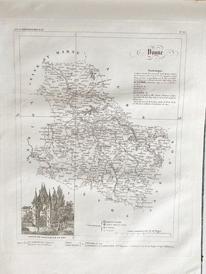 Karte Atlas Michel Fils Aine 1850 ''Departement De L' Yonne''