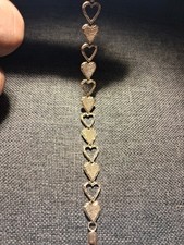 10K Yellow Gold Heart Link Chain Bracelet, Lo...
