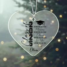 Class of 2026 Graduation Acrylic Heart Ornament, Christmas Gift  